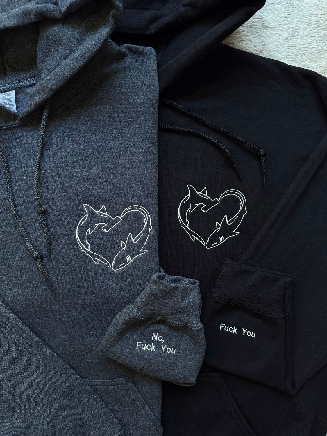 INDIVIDUAL Shark Love Matching Embroidery Set - custom sleeves &amp; roman numerals under design option