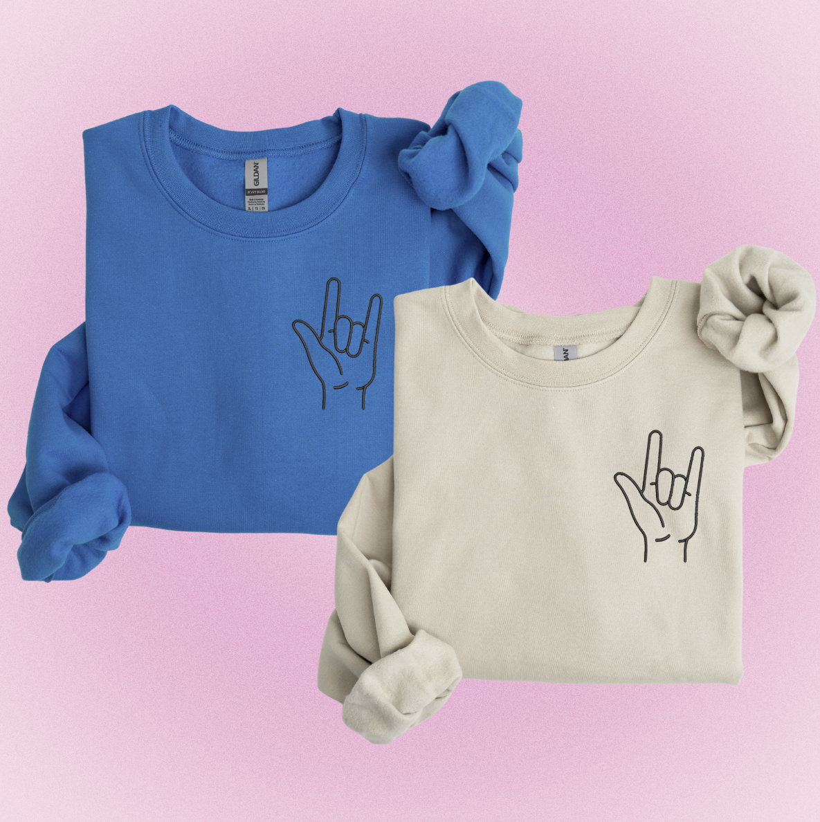 I Love You Sign Language Matching Set - custom sleeves &amp; roman numerals under design option