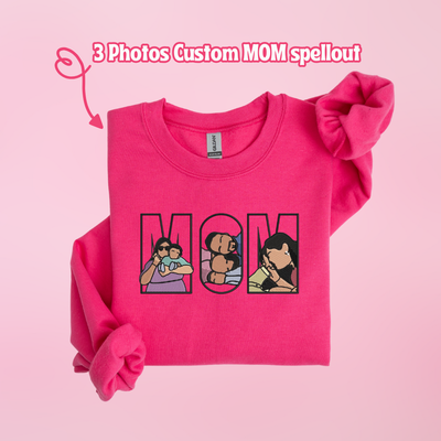3 Photos Custom MOM Spellout Color Drawings! - custom sleeve option - insert picture below