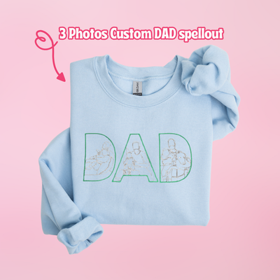 3 Photos Custom DAD Spellout Line Drawings! - custom sleeve option - insert picture below