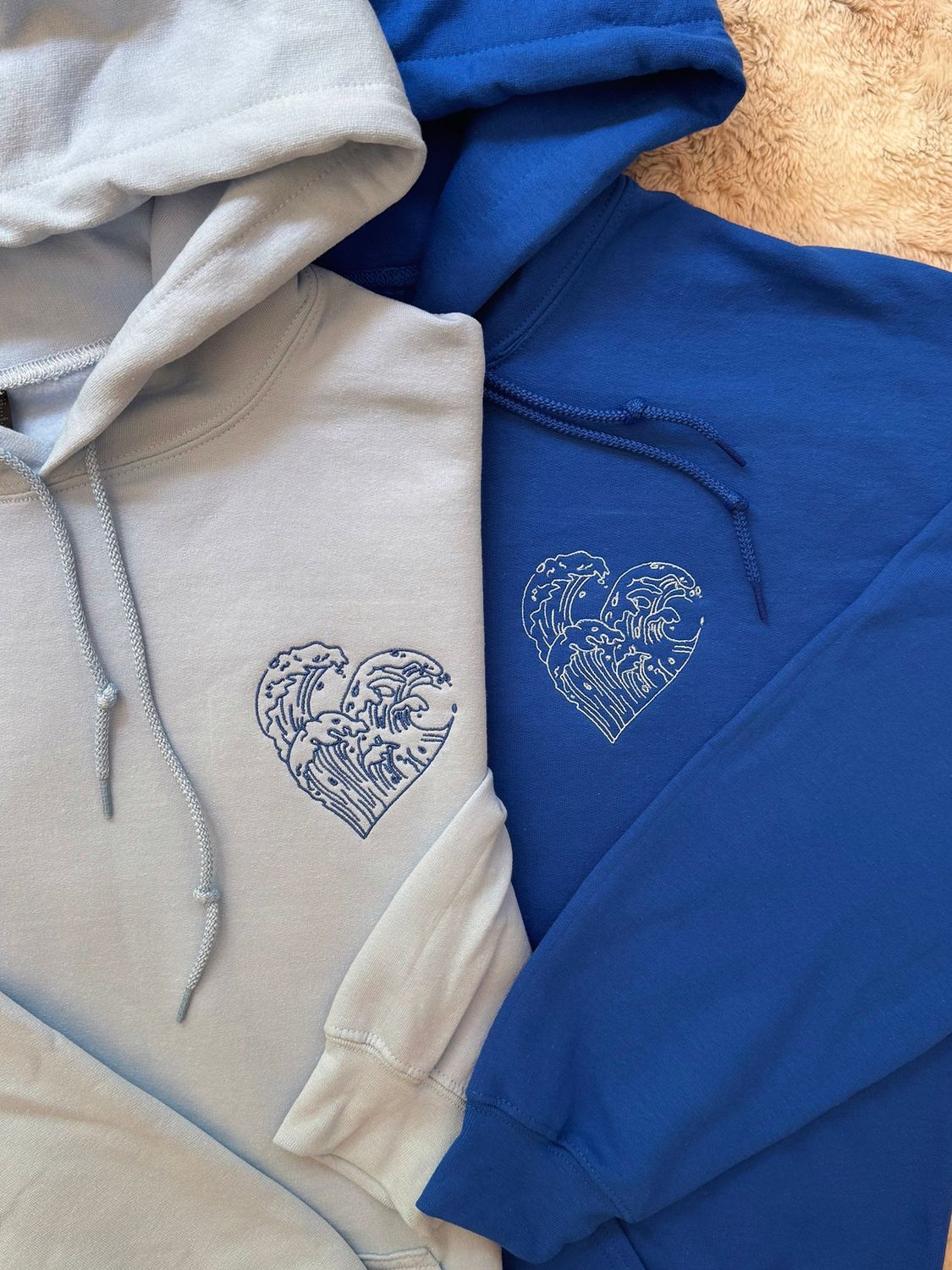 Wave Heart Matching Embroidery Set - custom sleeves &amp; roman numerals under design option