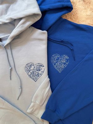 Wave Heart Matching Embroidery Set - custom sleeves &amp; roman numerals under design option