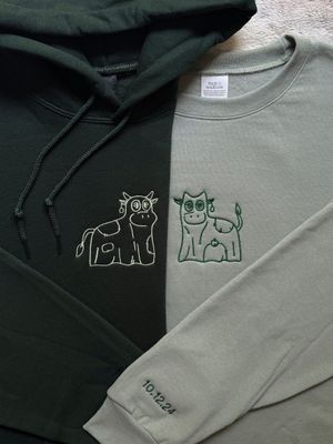 Ghost Cows Matching Embroidery Set - custom sleeve option