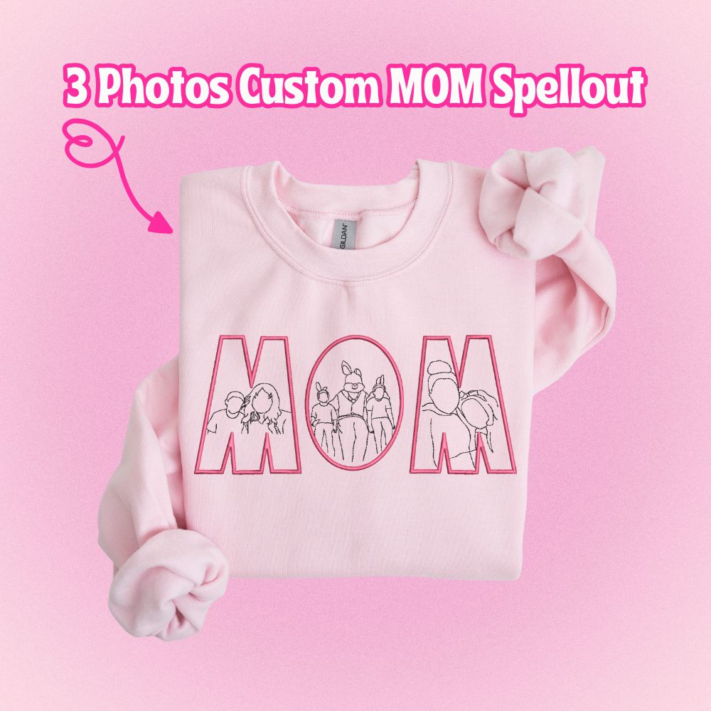 3 Photos Custom MOM Spellout Line Drawings! - custom sleeve option - insert picture below