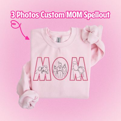 3 Photos Custom MOM Spellout Line Drawings! - custom sleeve option - insert picture below