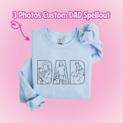 3 Photos Custom DAD Spellout Line Drawings! - custom sleeve option - insert picture below