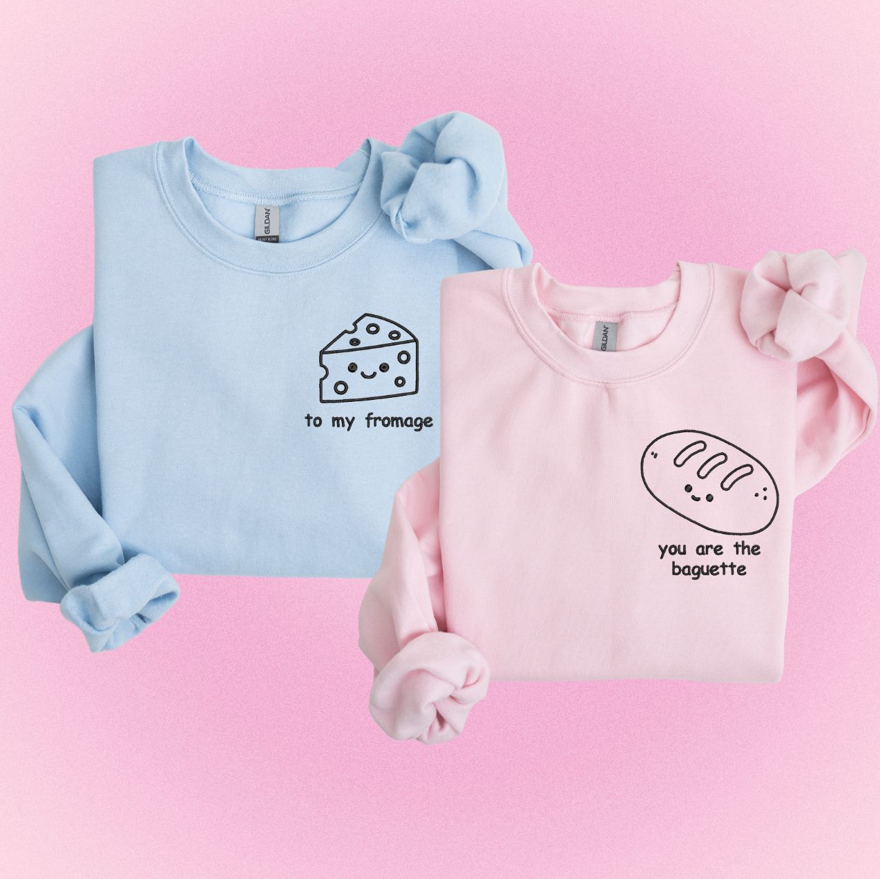 Baguette + Cheese Matching Couples Set - custom sleeves