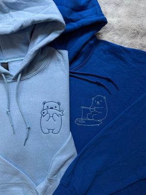 Polar Bears Fishing Matching Embroidery Set - custom sleeve option