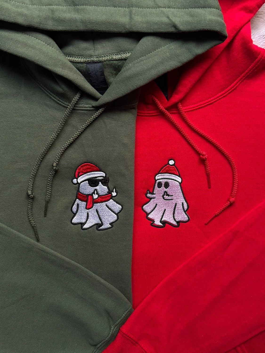 F U! Middle Finger Christmas Ghosts Matching Set - glow in the dark thread option