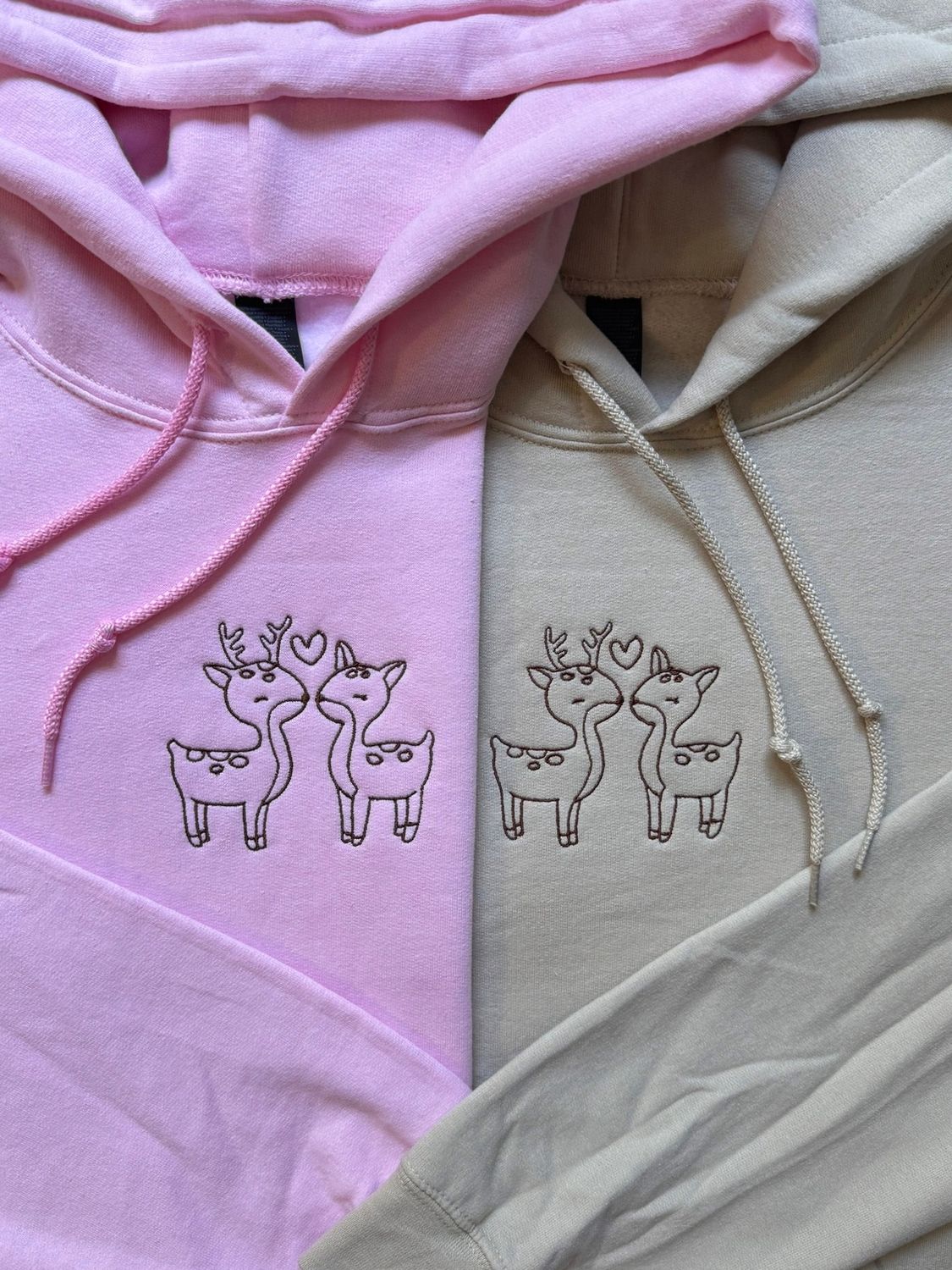 Reindeer Love Matching Embroidery Set - custom sleeve/ text below image option