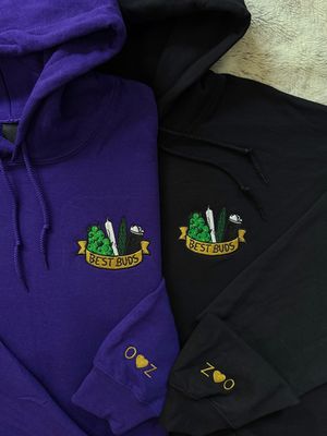 Best Buds Matching Embroidery Set for couples &amp; besties - custom lighter color &amp; sleeve option