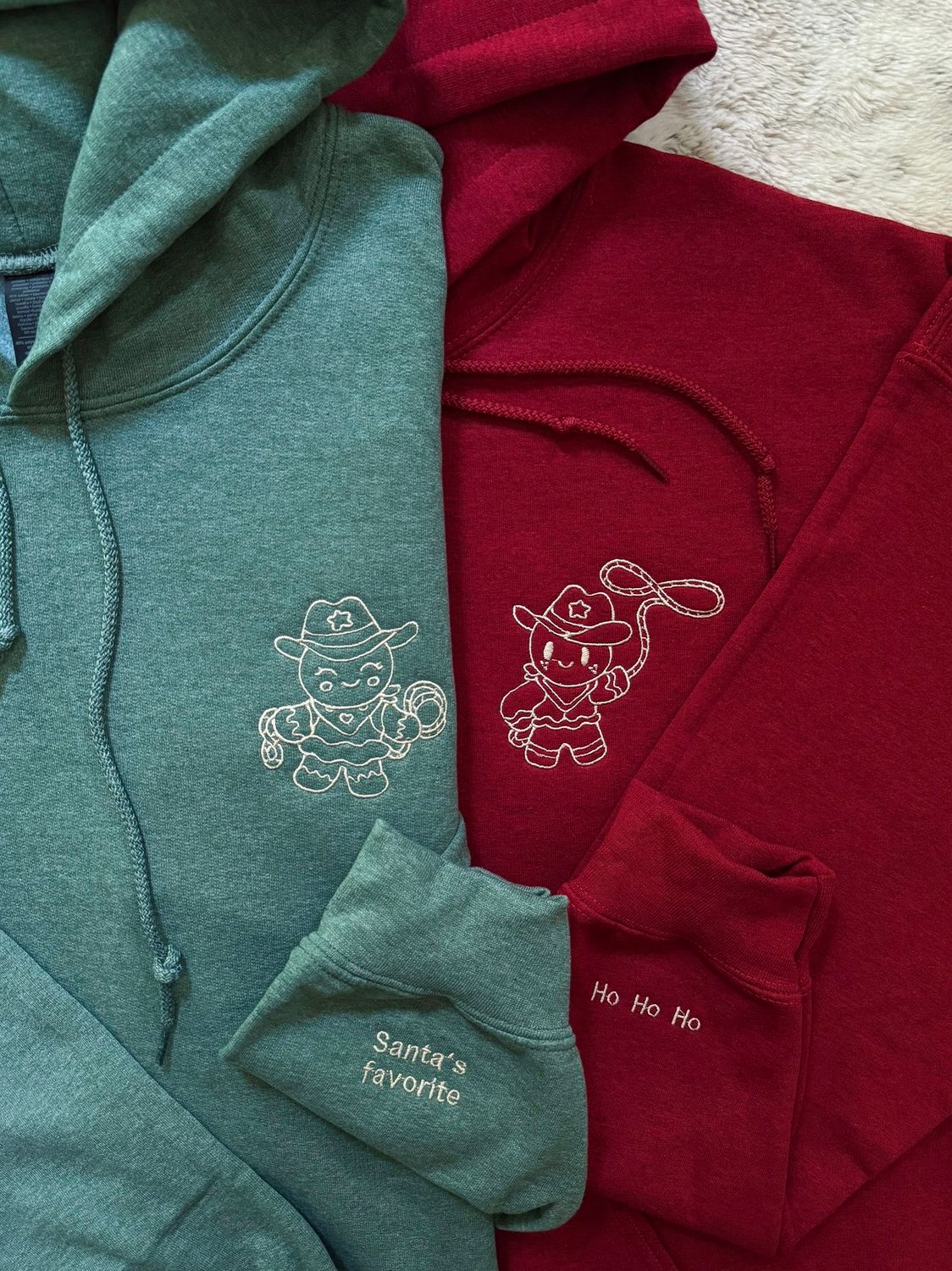 Gingerbread Cowboy/ Cowgirl Matching Embroidery Set - custom sleeve option