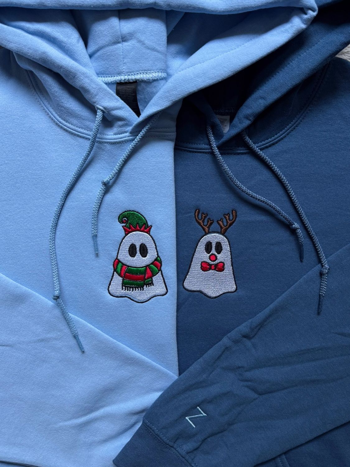 Elf + Reindeer Christmas Ghosts Matching Set - glow in the dark thread option