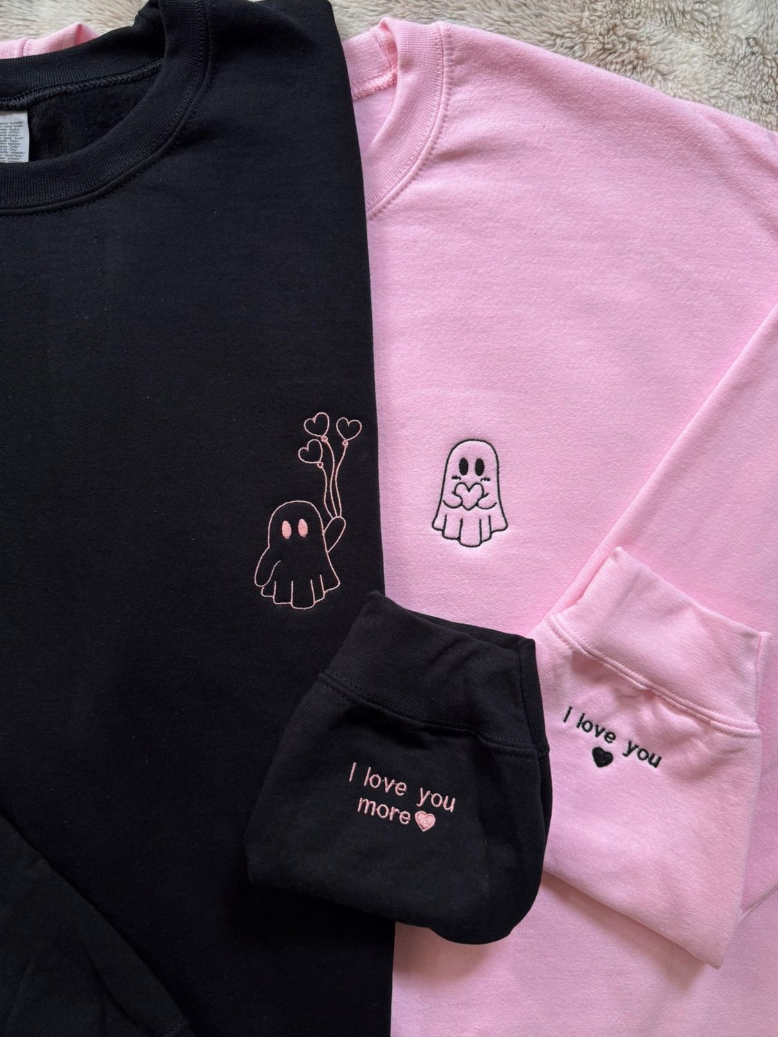 Valentines Ghost Love Matching Couples Set - custom sleeve option