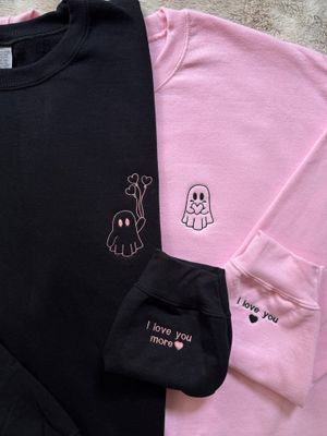 Valentines Ghost Love Matching Couples Set - custom sleeve option