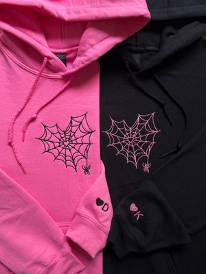 Matching Spider Web Heart Embroidery Set for couples/ besties - custom sleeve option