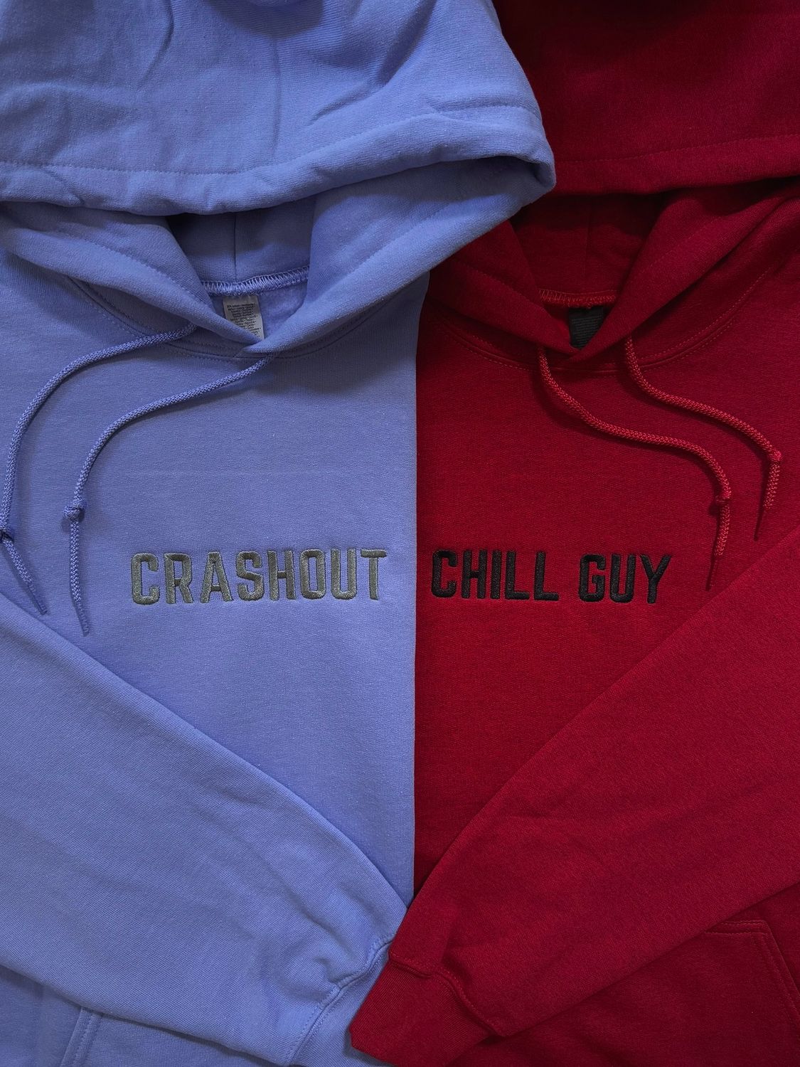 Crashout + Chill Guy/ Girl Matching Embroidery Set - custom sleeve option