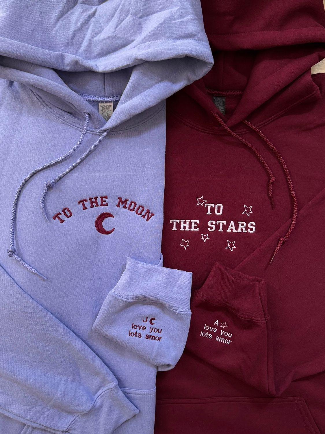 To The Moon &amp; Stars Couples Sweatshirts - custom sleeve option