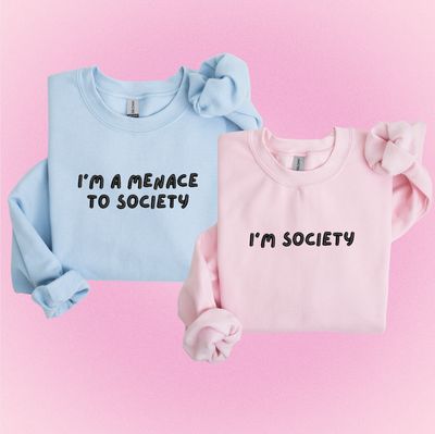 I'm a Menace to Society ~ I'm Society Matching Couples Embroidery Set