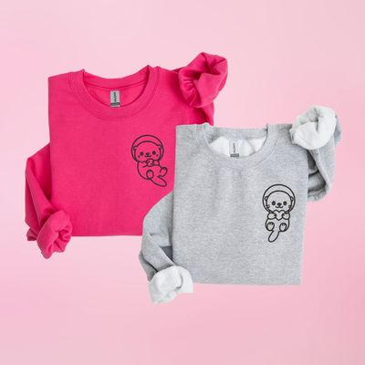 Otter Astronauts Matching Couples Set - custom sleeve option