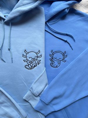 Axolotl Music Love Matching Embroidery Set - custom sleeve option