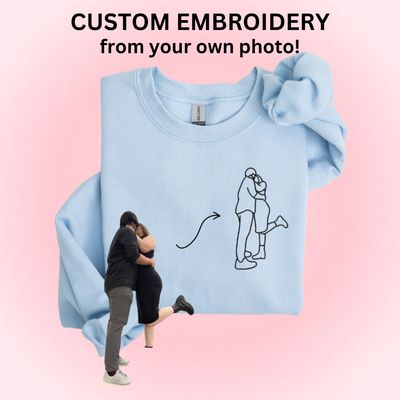 INDIVIDUAL Line Art Drawing out of Your Own Photo! - custom sleeve option - insert picture below