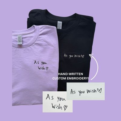 Custom HANDWRITTEN Embroidery Set - custom sleeve option - insert picture below