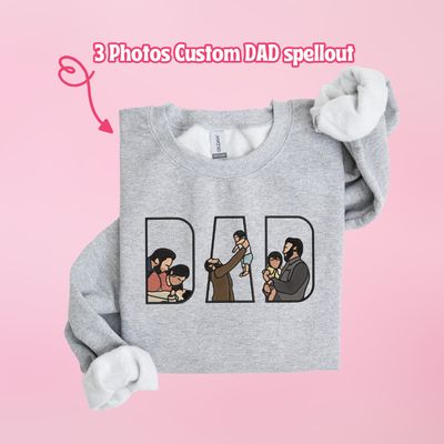 3 Photos Custom DAD Spellout Color Drawings! - custom sleeve option - insert picture below