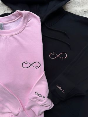 I Love You Infinity Custom Initials Matching Set - custom sleeves &amp; roman numerals under design option