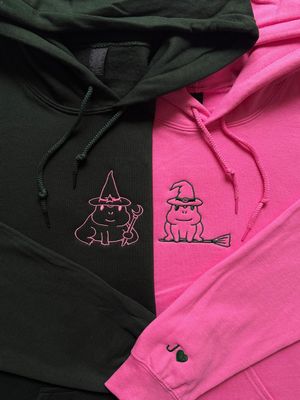 Frog Witch + Wizard Matching Embroidery Set - custom sleeve option