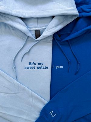He's/ She's my Sweet Potato ~ I Yam Matching Embroidery Set - custom sleeve option
