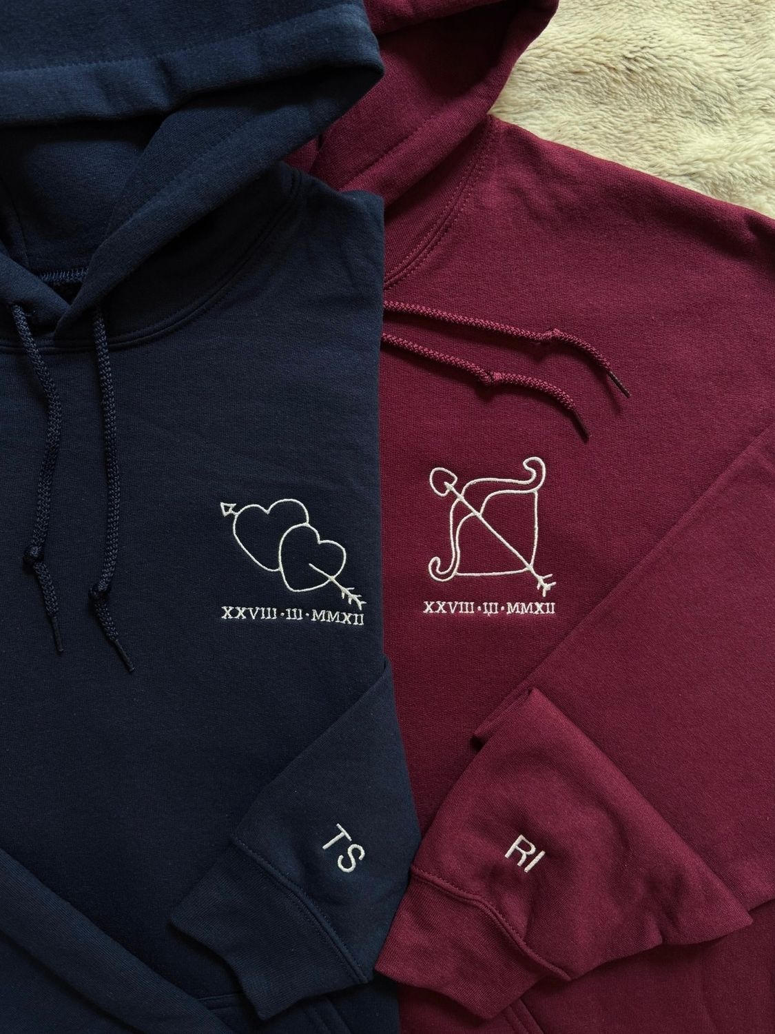 Bow &amp; Arrow Love Couples Set - custom sleeves &amp; roman numerals under design option