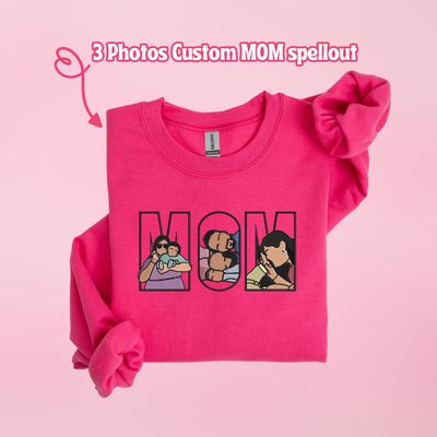 3 Photos Custom MOM Spellout Color Drawings! - custom sleeve option - insert picture below