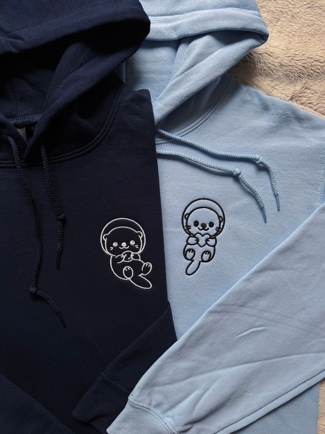 Otter Astronauts Matching Couples Set - custom sleeve option