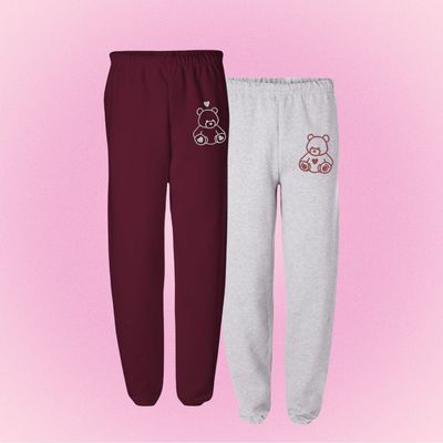 Teddy Bear Love Embroidery Sweatpants SET