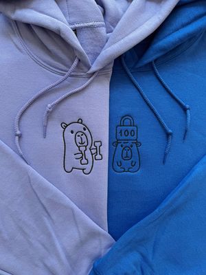 Capybara Gym Day Matching Embroidery Set