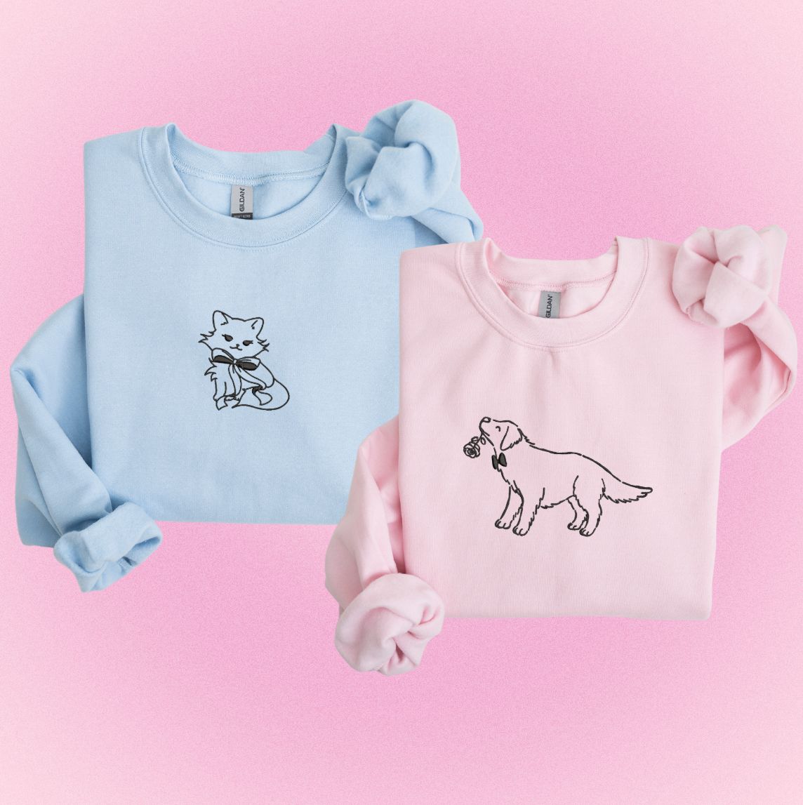 Golden Retriever + Black Cat Custom Matching Couples Set