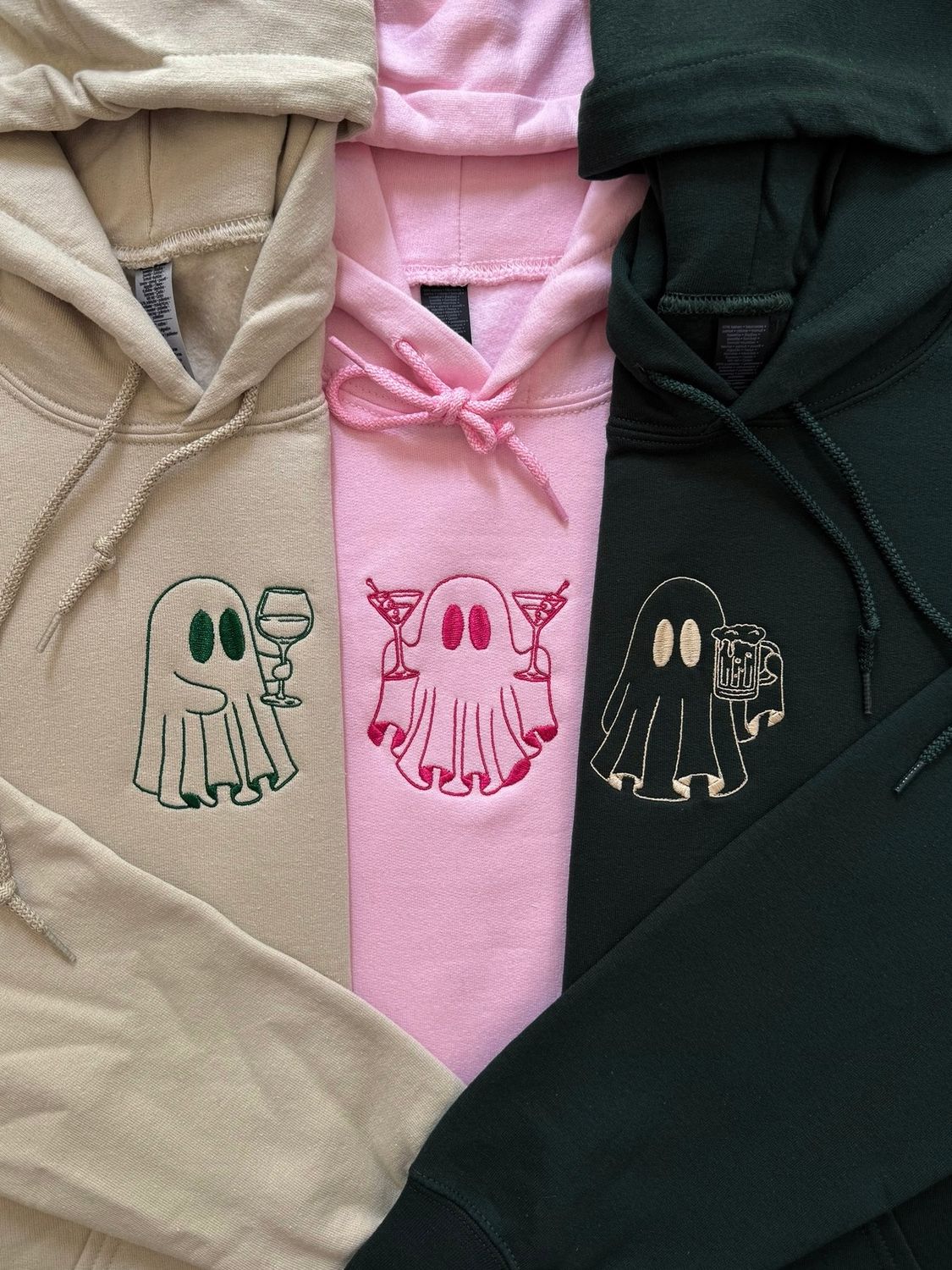 Ghosts Drinking TRIO Matching Set - Wine~Martini~Beer -