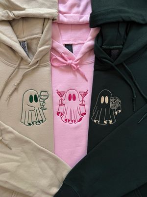 Ghosts Drinking TRIO Matching Set - Wine~Martini~Beer -