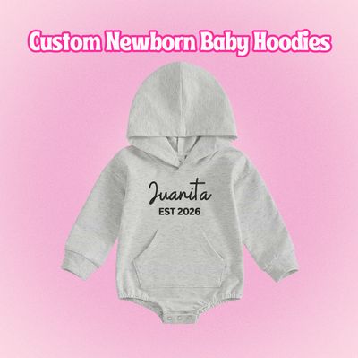 Custom Newborn Baby Hoodies - Name + Year Established