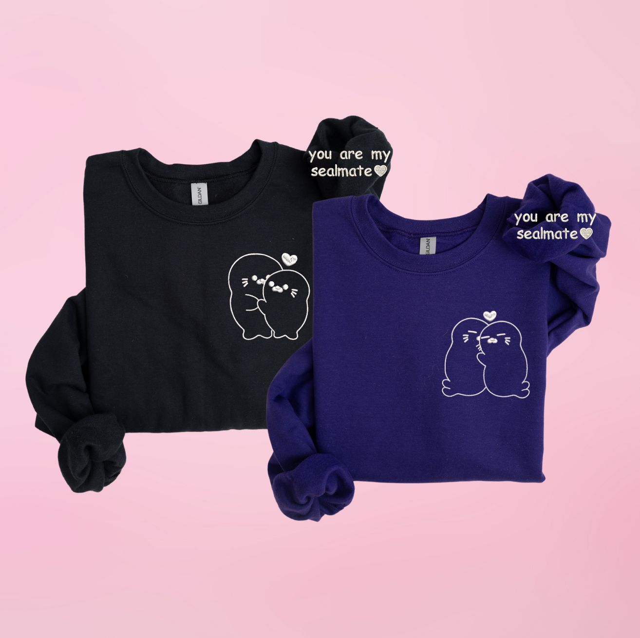 "You Are My Sealmate" Seal Love Matching Couples Embroidery Set