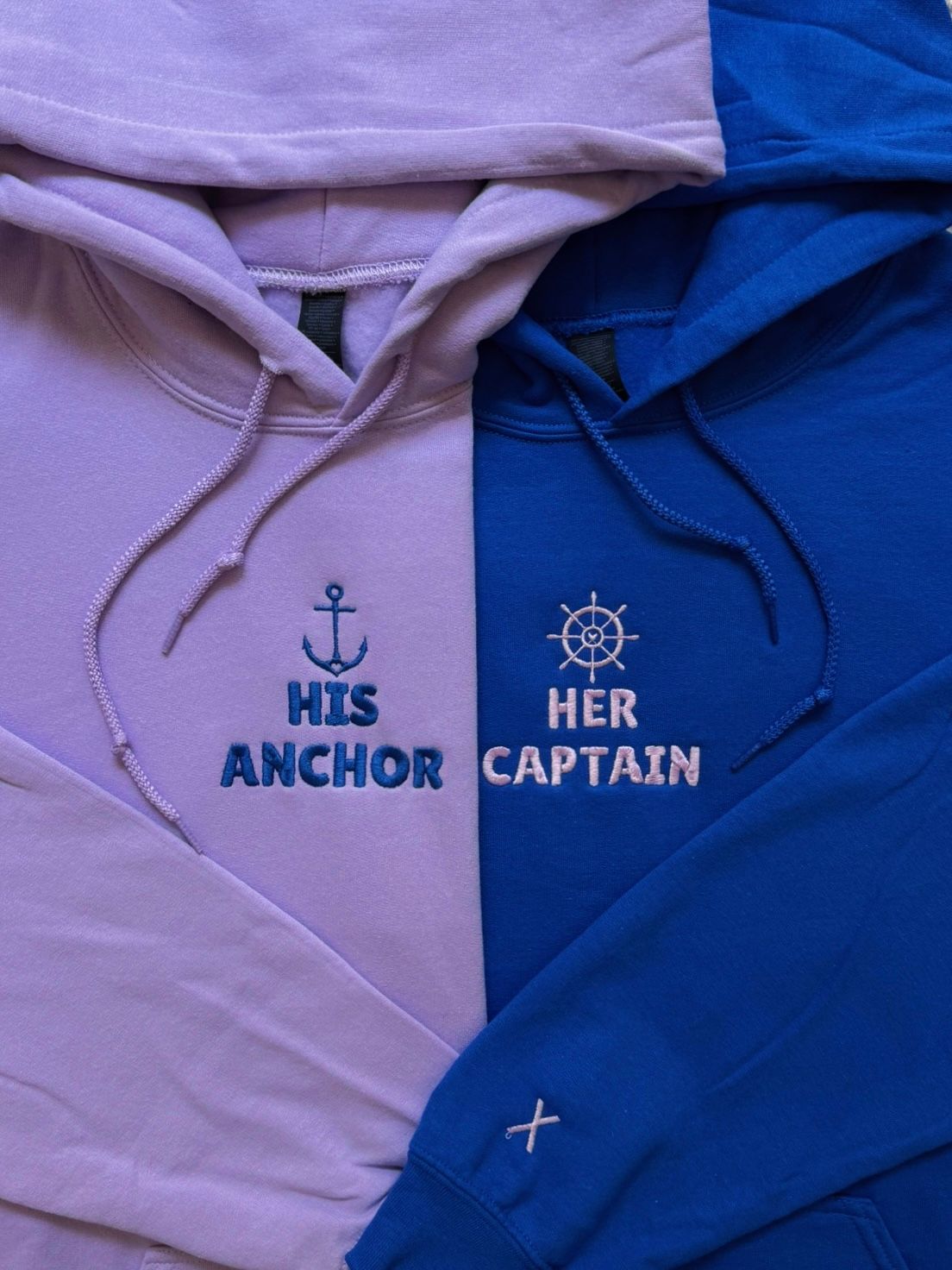 Her Captain ~ His Anchor Matching Set - custom sleeve option