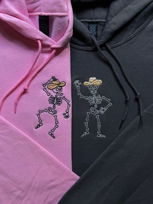 Skeletons Dancing Matching Set for Halloween - Cowboy + Cowgirl