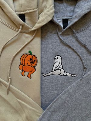Twerking Pumpkin + Ghost Matching Embroidery Set for Besties - Halloween