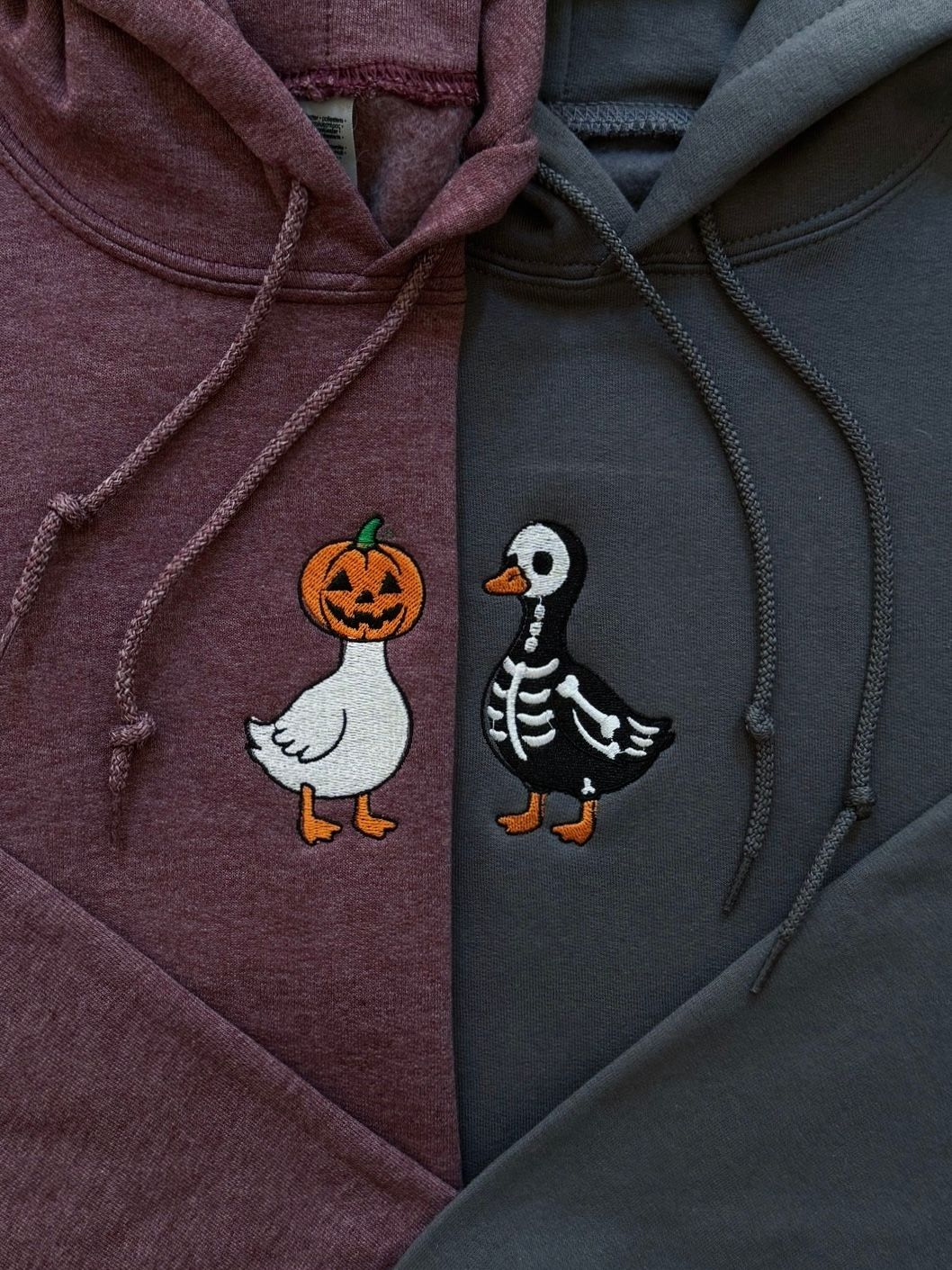 Halloween Geese Matching Embroidery Set - Pumpkin + Skeleton Goose