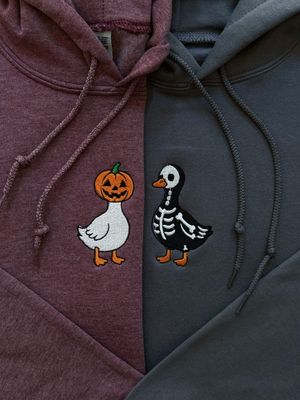 Halloween Geese Matching Embroidery Set - Pumpkin + Skeleton Goose