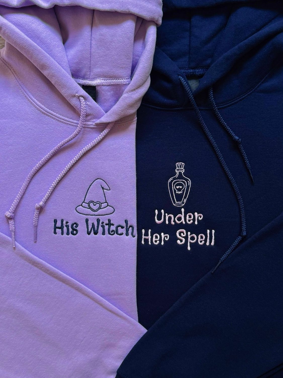 His Witch ~ Under Her Spell Matching Couples Embroidery Set for Halloween