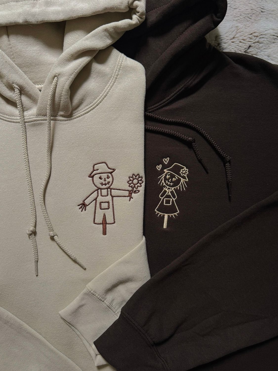 Scarecrow Love Matching Couples Embroidery Set for Halloween