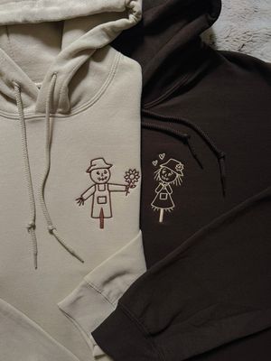 Scarecrow Love Matching Couples Embroidery Set for Halloween
