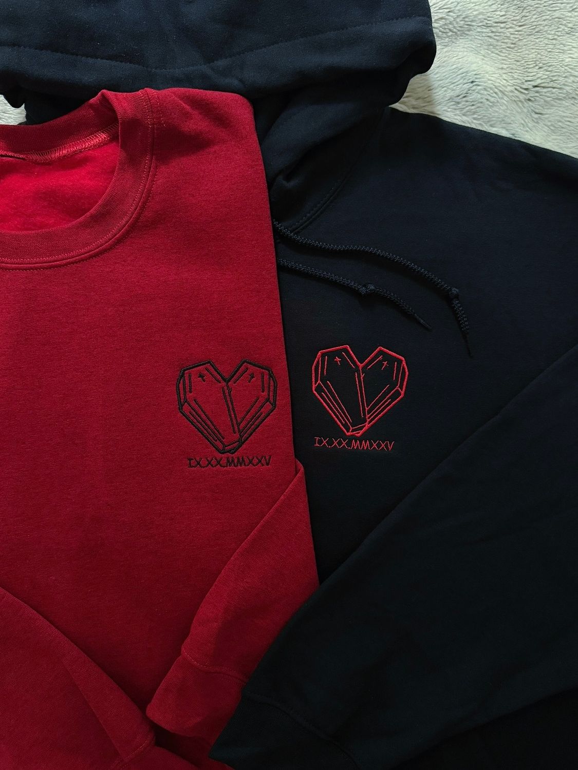 Coffin Heart Matching Couples Embroidery Set for Halloween